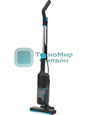 Пылесос вертикальный Candy CVC600B-C черный/голубой, питание от сети, 600 Вт, уборка сухая, пылесборник 0.8 л
