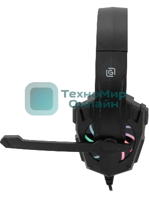 Гарнитура Oklick HS-L355G чёрный, проводная, 3.5 мм, подсветка