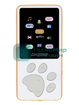 Плеер Hi-Fi Flash Digma S4 8Gb белый/оранжевый/1.8