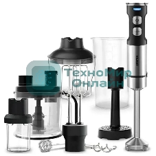 Блендер CENTEK CT-1367 (сталь) 1500 Вт, 8в1, блендер/венчик/чоппер/кофе, ДИСПЛЕЙ 650мл стакан 800мл