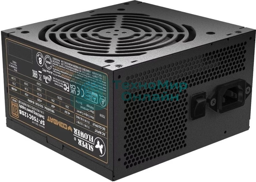Блок питания 750Вт/Power Supply Super Flower Combat DB ATX 3.1, 750W, ATX, 120мм, 6xSATA, 3xPCI-E(6+2), 1xPCI-E 16, APFC, 80 PLUS Bronze, non-Modular