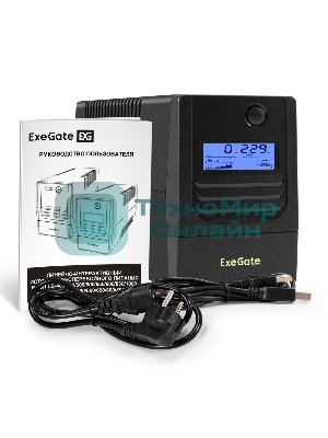 Источник бесперебойного питания ExeGate Smart LB-1000.LCD.AVR.4C13.USB (1000VA/650W, LCD, AVR, 4*C13, USB, батарея 12V 9Ah, черный)