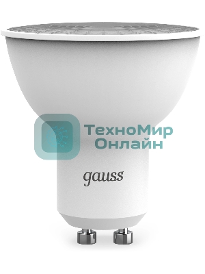 Лампа светодиодная Gauss 101506109 9Вт цок.:GU10 рефлек. 150B св.свеч.бел.теп. MR16 (упак.:10шт)