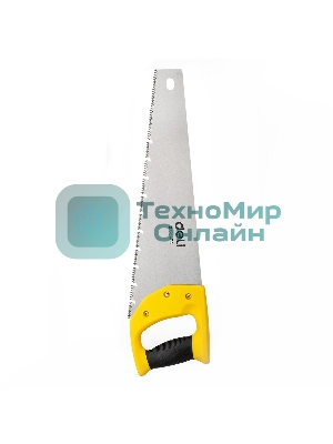 Ножовка по дереву Deli DL6840A 400мм Материал: 65Mn. Термообработанная поверхность. Шлифовка зубов с 3-х сторон. Литая ручка из двухкомпонентного противоударного пластика.