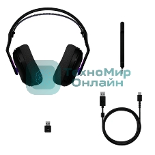 Гарнитура Logitech G522 Lightspeed чёрный, беспроводная + проводная, Bluetooth 5.3/USB, радиус 30 м, подсветка, съёмный микрофон