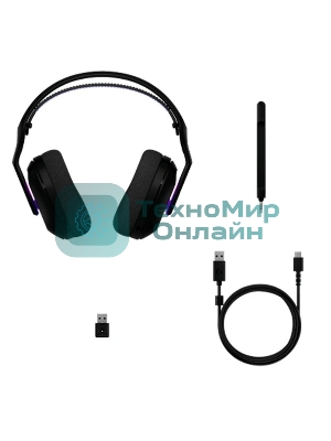 Гарнитура Logitech G522 Lightspeed чёрный, беспроводная + проводная, Bluetooth 5.3/USB, радиус 30 м, подсветка, съёмный микрофон
