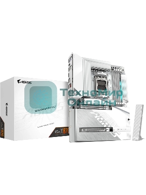 Материнская плата Gigabyte X870 AORUS STEALTH ICE, AM5, AMD X870, 4xDDR5, 2xSATA, 4xM.2, 1xPCIe 5.0 x16, 1xPCIe 4.0 x16, 1xHDMI, 1x5Gb LAN, Wi-Fi 7, Bluetooth 5.4, 2xUSB-C 40Gbps (USB4), 1xUSB-C 10Gbps, 4xUSB-A 10Gbps, 4xUSB-A 5Gbps, 4xUSB-A 2.0, 3x3.5 мм + S/PDIF оптический, 7.1, ATX