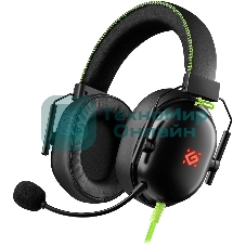 Гарнитура Defender Toxic чёрный, проводная, USB / mini jack 3.5 мм, подсветка