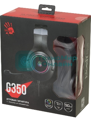 Гарнитура проводная с микрофоном A4Tech Bloody G350 черный 2м мониторные USB оголовье (G350 USB, BLACK)