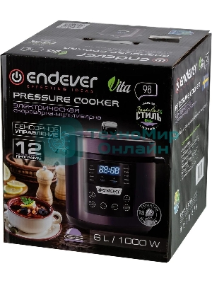 Мультиварка-скороварка Endever VITA 98 черный/сливовый электрическая Endever Vita 98