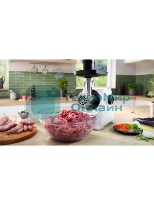 Мясорубка электрическая Bosch MFWS607W белый, 2100 Вт, 3.5 кг/мин, реверс, насадки - 4