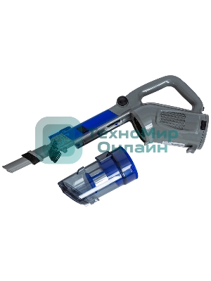 Пылесос вертикальный SUPRA VCS-4094 синий/серый, питание от аккумулятора, 130 Вт, уборка сухая, пылесборник 0.6 л, работа от АКБ max 30 мин.