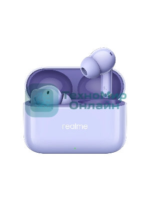Наушники TWS Realme Buds T200 фиолетовый, внутриканальные, Bluetooth, до 30 ч