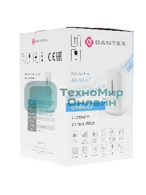 Увлажнитель воздуха Dantex D-H45UCF белый, 30 Вт, 4.5 л, ультразвуковой, ароматизация