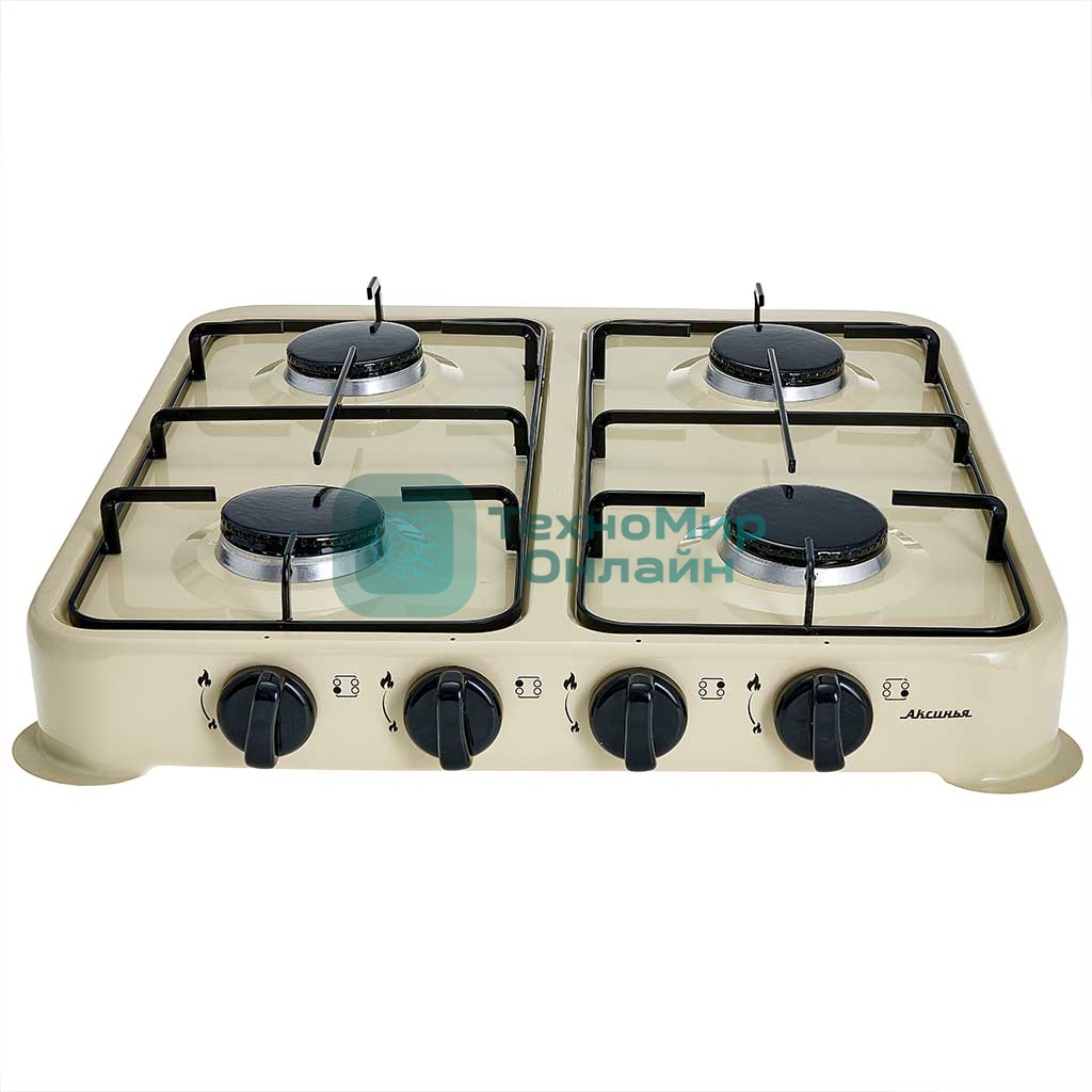 Плита настольная газовая АКСИНЬЯ КС-108 четырехконфорочная, бежевый