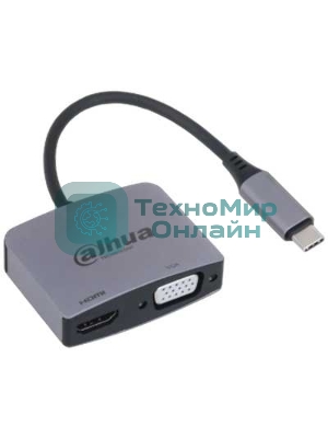 USB-концентратор Dahua TC32, USB Type-C, HDMI + VGA Docking Station, USB