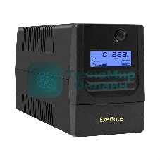 Источник бесперебойного питания ExeGate Smart LB-1000.LCD.AVR.2SH.USB (1000VA/650W, LCD, AVR, 2*Schuko, USB, батарея 12V 9Ah, черный)