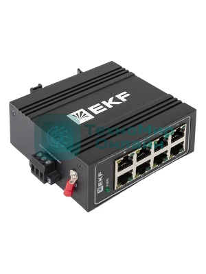 Коммутатор неуправляемый промышленный U-8T 8 портов 10/100Base-T(X) RJ45 монтаж на DIN-рейку TSX EKF TSX-U-8T