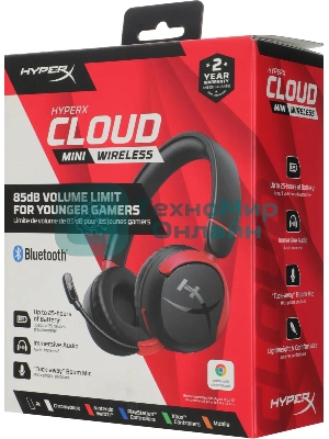 Наушники с микрофоном HyperX Cloud Mini черный/красный накладные BT оголовье (7G8F1AA)