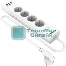 Сетевой фильтр Philips CHP4346WA/51, 2м, 4 розетки, белый
