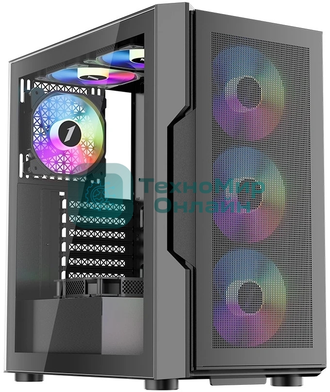 Компьютерный корпус 1STPLAYER TRILOBITE T7-P черный ATX 4x120мм LED fans T7-P-BK-4F1