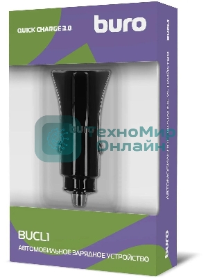 Автомобильное зарядное устройство Buro BUCL1 3A QC черный