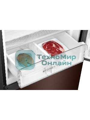 Холодильник Haier C4F740CLBGU1 коричневый двухкамерный 286/115л морозилка снизу, No Frost