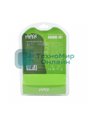 Мышь беспроводная HIPER HOMW-101, 1000-1600 dpi, оптический, 4 кнопки, Soft-touch покрытие, USB-приемник, 2,4 ГГц, батарея 1хАА, черный (HOMW-101)