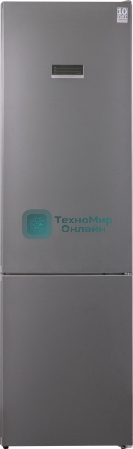 Холодильник Weissgauff CBN2WB1C2 INVERTER тёмно-серый двухкамерный 280/108л морозилка снизу, No Frost