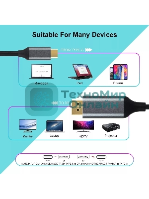 Кабель USB3.1 CM-DP 1.8M CU422MC-1.8M VCOM