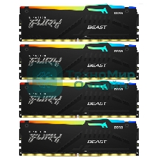 Оперативная память Kingston Fury Beast, DDR5, 128Gb (4x32 GB), 5200 MHz, CL40, DIMM, с радиатором, RGB, черный