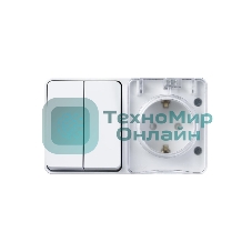 Блок ОП AtlasDesign Profi54 розетка 16А 250В с заземл. защ. шторки + 2-кл. выключатель 10А IP54 бел. SchE