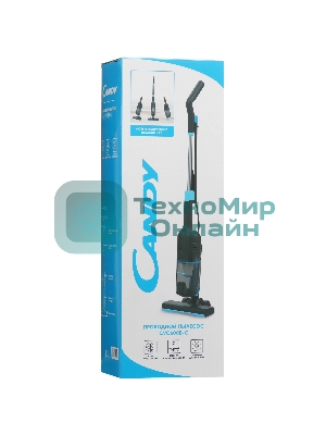 Пылесос вертикальный Candy CVC600B-C черный/голубой, питание от сети, 600 Вт, уборка сухая, пылесборник 0.8 л