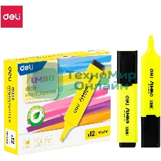 Текстовыделитель Deli EU366-YL Jumbo, скошенный пишущий наконечник, 1-5мм, желтый