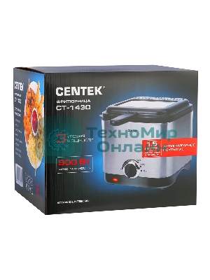 Фритюрница Centek CT-1430 900 Вт объем 1,5лЧаша - антипригарная, стальной корпус, окно