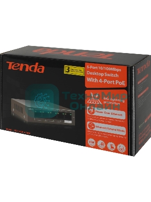 Коммутатор Tenda TEF1105P-4-38W 5PORT 10/100M