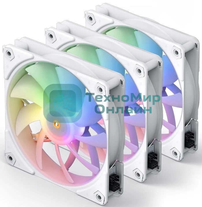 Вентилятор для корпуса JONSBO ZF-120W (120x120x25мм, 4-pin PWM, ARGb, 61.0CFM, 28.9dBA, 1500RPM, белый, 3pcs)