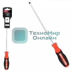 Отвертка шлицевая DELI DL3449 SL6x150мм сталь S2, матовый стержень, двухкомпонентная прорезиненная рукоять
