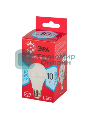 Лампа светодиодная ЭРА RED LINE LED A60-10W-840-E27 R 10 Вт груша нейтральный белый свет