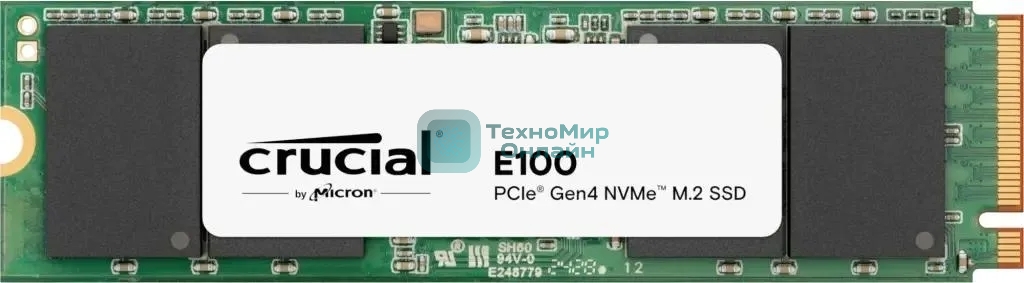 Накопитель SSD Crucial E100, 1Tb, PCIe 4.0 x4, M.2 2280, NVMe, R/W 5000/4500