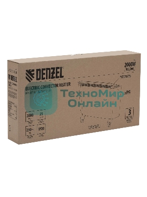Конвектор электрический Denzel XCE-2000 белый, 2000 Вт, 25 м2, термостат