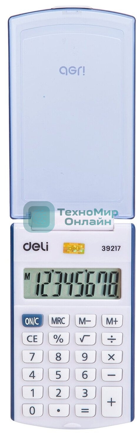 Калькулятор карманный Deli E39217/BLUE синий 8-разр.