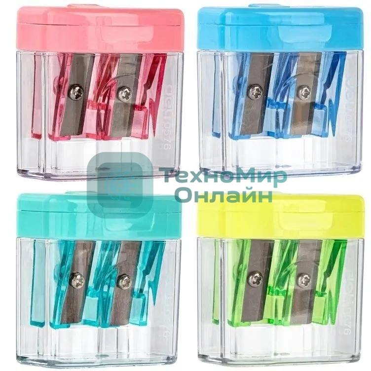 Точилка для карандашей ручная Deli E0576, 2 отверстия, пластик, ассорти