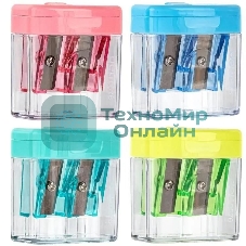 Точилка для карандашей ручная Deli E0576, 2 отверстия, пластик, ассорти