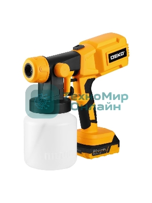 Краскопульт электрический аккумуляторный DEKO SG20DK, 20В, 800 мл, 1x3.0А·ч 083-1133
