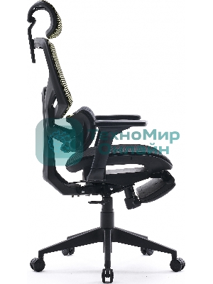 Кресло Cactus CS-CHR-MC01-LGNBK салатовый, сетка, подголовник, подставка для ног