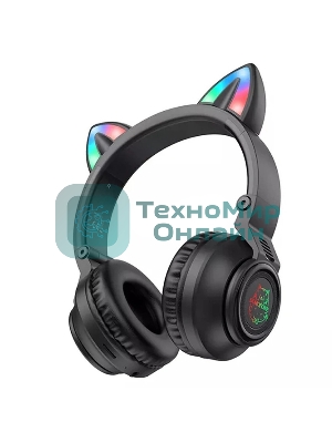 Беспроводные/проводные наушники Borofone BO18 черный, накладные, Bluetooth + проводной, кошачьи ушки, до 12 ч
