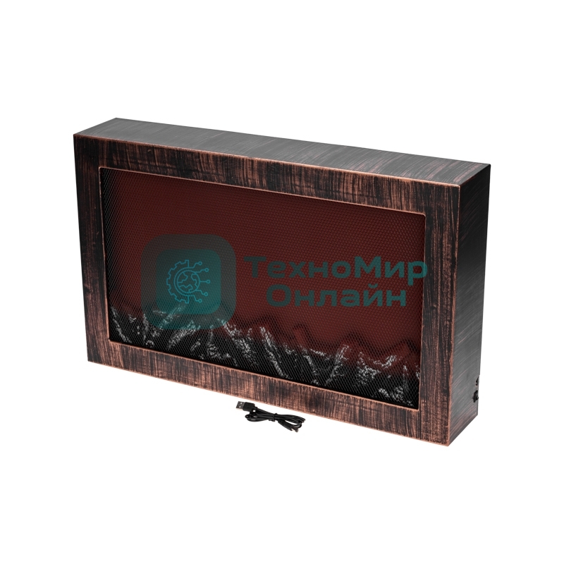 Светодиодный камин Neon-night Ретро с эффектом живого огня 60,3х11х36,8см, работает от батареек 3хС (в комплект не входят) или от USB (в комплекте), бронзовый