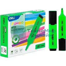 Текстовыделитель Deli EU366-GN Jumbo, скошенный пишущий наконечник, 1-5мм, зеленый