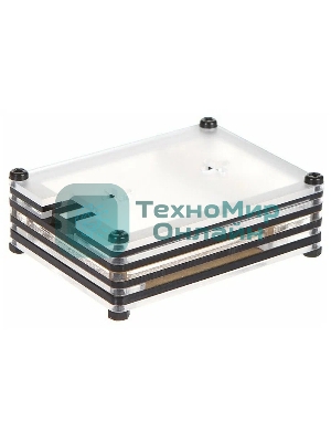 Корпус Qumo, 9-слойный акриловый + вентилятор, Raspberry Pi 4, черный transparent(RS041)